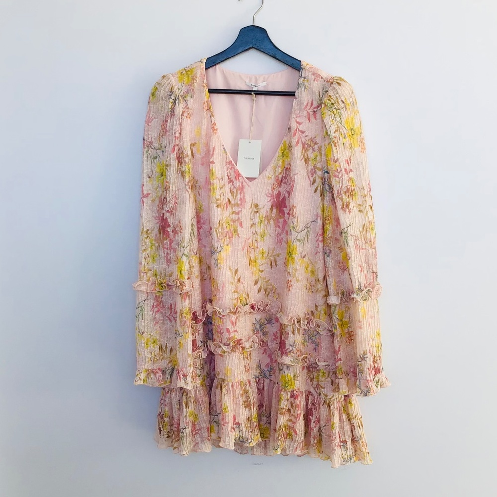 TULAROSA size S Evelyn short dress with floral pattern in pastel colours - BNWT - Picture 9 of 9